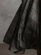 Honey V-Neck Check Pleated Maxi Dress - view 5