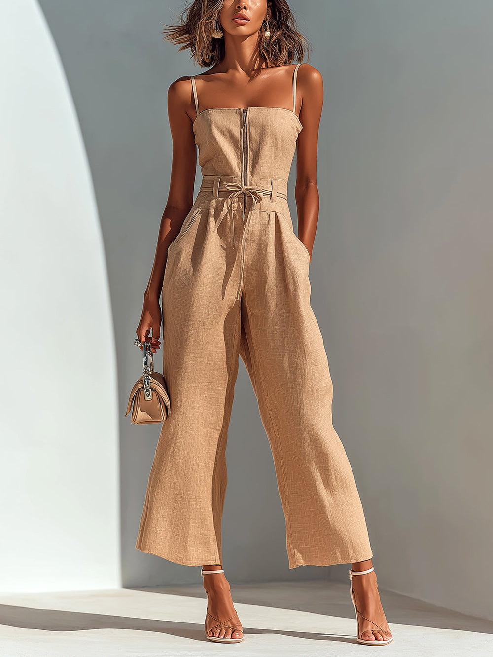 Sienna | Cropped Wide-Leg Linen Jumpsuit — RoselynAtelier