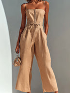 Sienna Cropped Wide Leg Zip Front Jumpsuit - view 9