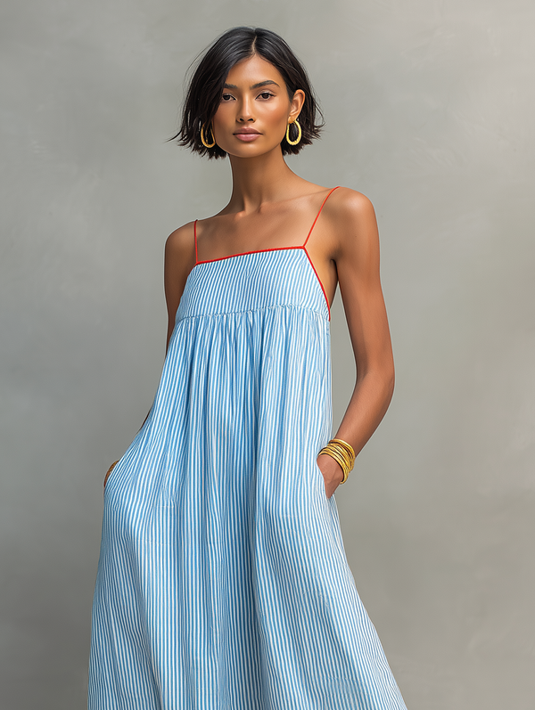 Marina | Striped Strappy Maxi Dress — RoselynAtelier