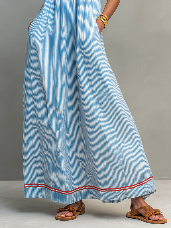 Marina | Striped Strappy Maxi Dress — RoselynAtelier