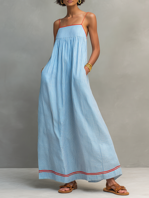 Marina | Striped Strappy Maxi Dress — RoselynAtelier