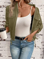 Hettie Stand Collar Drawstring Short Jacket - view 19