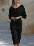 Cara Ribbed Knit Batwing Sleeve Midi Dress - view 6