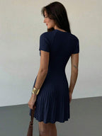 Rae Keyhole Ribbed Knit Umbrella Mini Dress - view 2