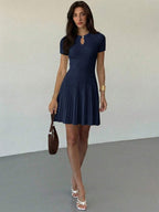 Rae Keyhole Ribbed Knit Umbrella Mini Dress - view 3