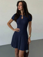 Rae Keyhole Ribbed Knit Umbrella Mini Dress - view 4