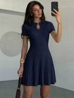 Rae Keyhole Ribbed Knit Umbrella Mini Dress - view 7