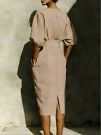 Robyn Balloon Sleeve Boat Neck Pencil Midi Dress - view 15
