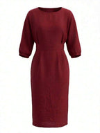 Robyn Balloon Sleeve Boat Neck Pencil Midi Dress - view 6