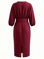 Robyn Balloon Sleeve Boat Neck Pencil Midi Dress - view 7