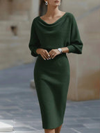 Cara Ribbed Knit Batwing Sleeve Midi Dress - view 15
