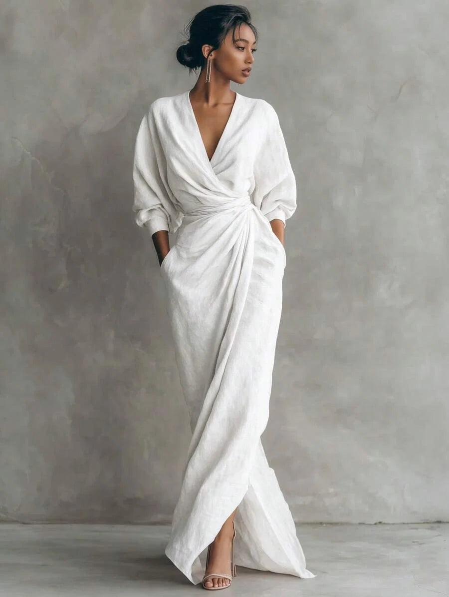 Nia V-Neck Batwing Sleeve Wrap Maxi Dress - view 2