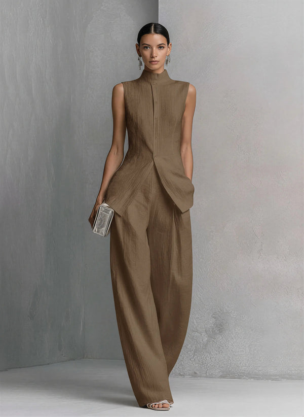 Grace | Linen Wide-Leg Trouser Co-Ord Set — RoselynAtelier