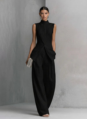 Grace | Linen Wide-Leg Trouser Co-Ord Set — RoselynAtelier