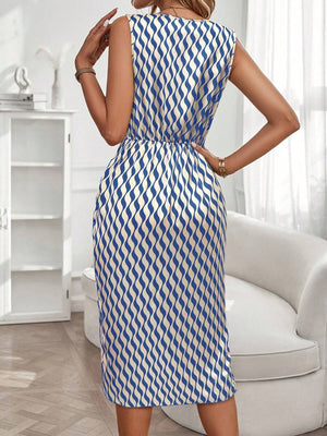 Libby | Geometric Print Cowl Neck Asymmetric Hem Dress
