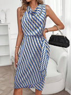 Libby Geometric Print Cowl Neck Asymmetric Hem Dress - view 15