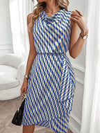Libby Geometric Print Cowl Neck Asymmetric Hem Dress - view 16