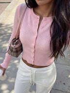 Merryn Round Neck Fitted Button Front Cardigan - view 3
