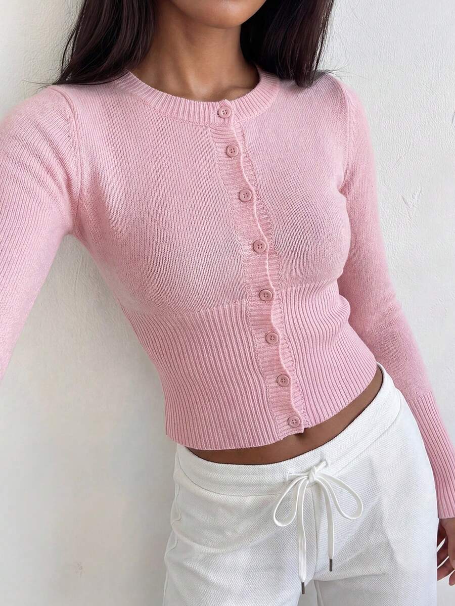Merryn Round Neck Fitted Button Front Cardigan - view 2