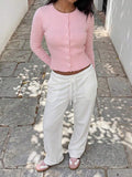 Merryn Round Neck Fitted Button Front Cardigan - front view