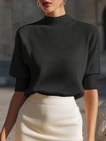 Wynne Stand Collar Ribbed Knit Top - view 5