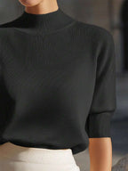 Wynne Stand Collar Ribbed Knit Top - view 4