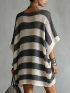 Sana V-Neck Striped Batwing Sweater Dress - view 2