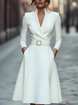 Niamh | V-Neck Swing Dress with Cinched Waist