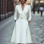 Niamh V-Neck Swing Dress with Cinched Waist - view 2