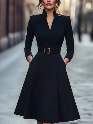 Niamh | V-Neck Swing Dress with Cinched Waist