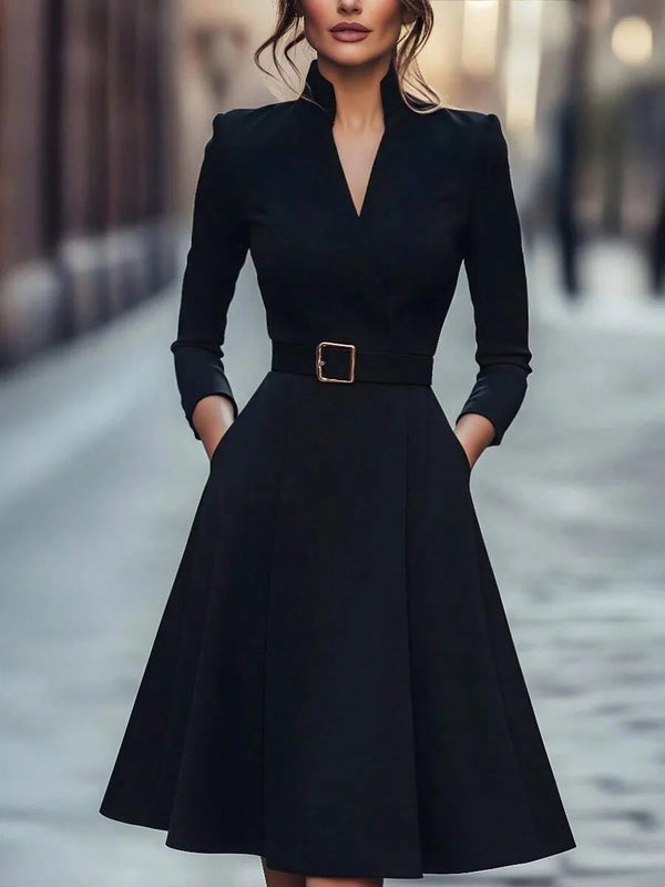 Niamh | V-Neck Swing Dress with Cinched Waist