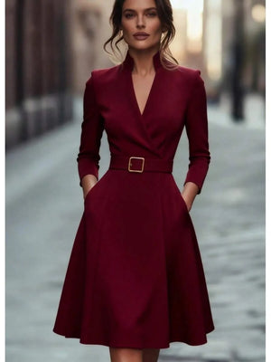 Niamh | V-Neck Swing Dress with Cinched Waist