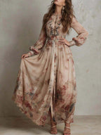 Jessica Floral A-Line Maxi Dress with Flare Sleeves - view 2