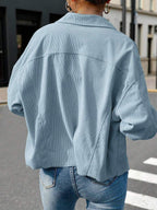 Dot Corduroy Drop Shoulder Shacket - view 25