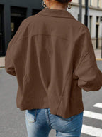 Dot Corduroy Drop Shoulder Shacket - view 21