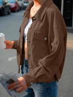 Dot Corduroy Drop Shoulder Shacket - view 22