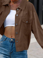 Dot Corduroy Drop Shoulder Shacket - view 23