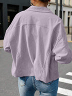 Dot Corduroy Drop Shoulder Shacket - view 29