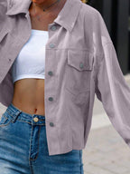 Dot Corduroy Drop Shoulder Shacket - view 31