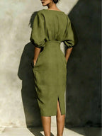Robyn Balloon Sleeve Boat Neck Pencil Midi Dress - view 18