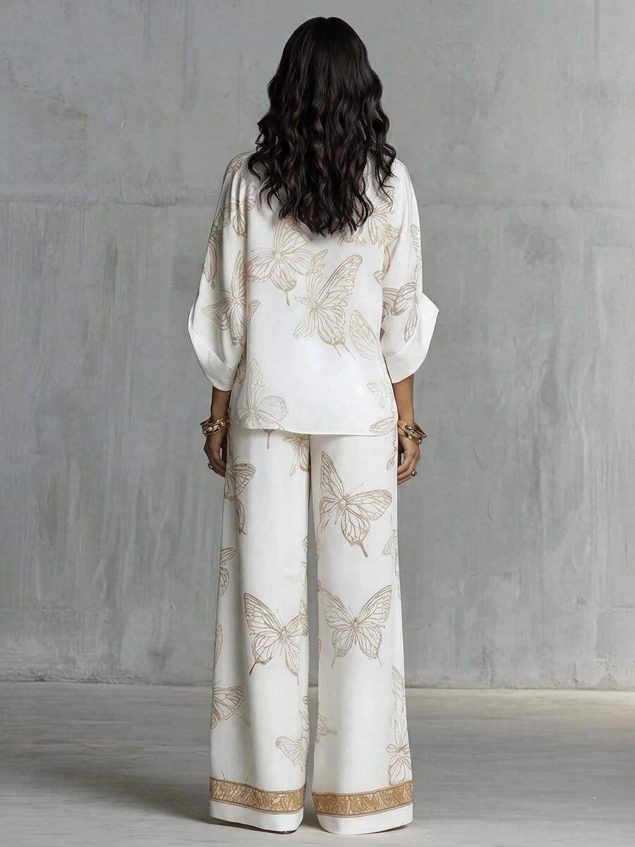 Bridie Butterfly Kimono Blouse & Trousers Set - view 2
