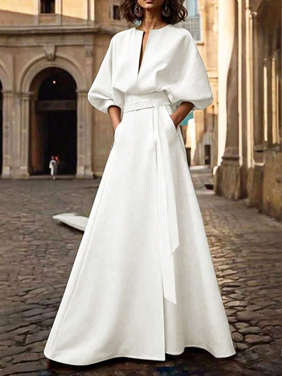 Marigold Bishop Sleeve A-Line Maxi Dress - view 3
