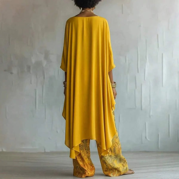 Bethany | Off-Shoulder Top and Printed Wide-Leg Pants Set