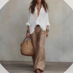 Katie | Off-Shoulder Blouse and Wide-Leg Pants Set