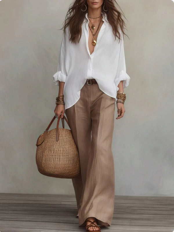 Katie | Off-Shoulder Blouse and Wide-Leg Pants Set