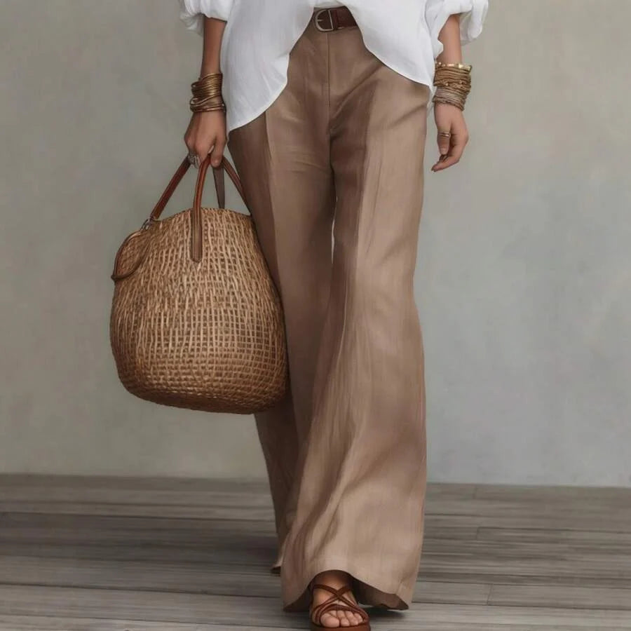 Katie Off-Shoulder Blouse and Wide-Leg Trousers Set - view 4