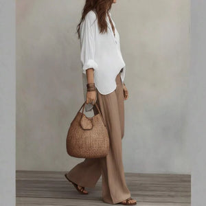 Katie | Off-Shoulder Blouse and Wide-Leg Pants Set