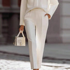 Lauren Satin Stand Collar Shirt and Cropped Trousers Set - view 4