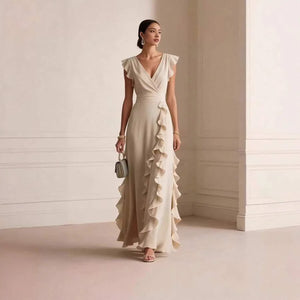 Skye | Ruffle Detail Wrap V-Neck Maxi Dress